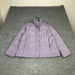 LL Bean Puffer Jacket Womens M PET Purple Down Insulated Quilted Winter Coat